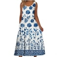 thumbnail image 3 of Summer Dresses for Women Round Neck Sleeveless Midi Dress Fashion Floral Printed Loose Casual Sundress with Pocket for Beach Vacation, 3 of 5