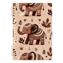 Brown Boho Elephants Spiral Journal Notebook College Ruled Notebook 8.3" x 5.7" A5 Lined Thick Paper Page