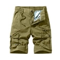 thumbnail image 2 of Homeyce Mens Cargo Shorts Multi Pocket Elastic Waist Shorts Pants Drawstring Ripstop Straight Leg Camo Cargo Pants Loose Fit Hiking Outdoor Lightweight Work Bermuda Shorts,Green XL, 2 of 5