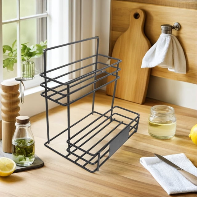 BESTYASH Rack De Metal Negro Para Jarabes De Café Con Soporte Resistente Para Y Condimentos