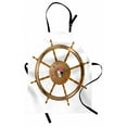 thumbnail image 1 of Ships Wheel Apron Wooden Steering Wheel Image of Pirate Skull Seaman Lifestyle Ocean Inspired, Unisex Kitchen Bib Apron with Adjustable Neck for Cooking Baking Gardening, Brown Black, by Ambesonne, 1 of 3