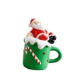 thumbnail image 2 of Pequeña y linda estatua navideña, figura de resina navideña, decoración encantadora para baño, dormitorio, gabinete, hogar, escultura de taza de té Taza de té de Papá Noel, 2 of 9