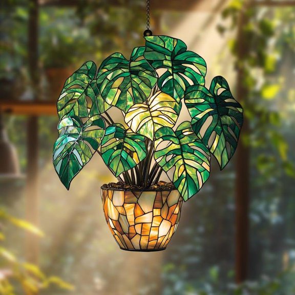 Monstera Leaves ACRYLIC SUNCATCHER Monstera Plant Window Hanging Gift For Plant Lady Plant Lover Plant Mom Gardening Gift Yard Décor