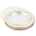 thumbnail image 1 of Matana 20-Pack 10.25 Inch Clear Plastic Party Plates with Hammered Gold Rim - Premium Heavy Duty Dinner Plates for Events, 1 of 5
