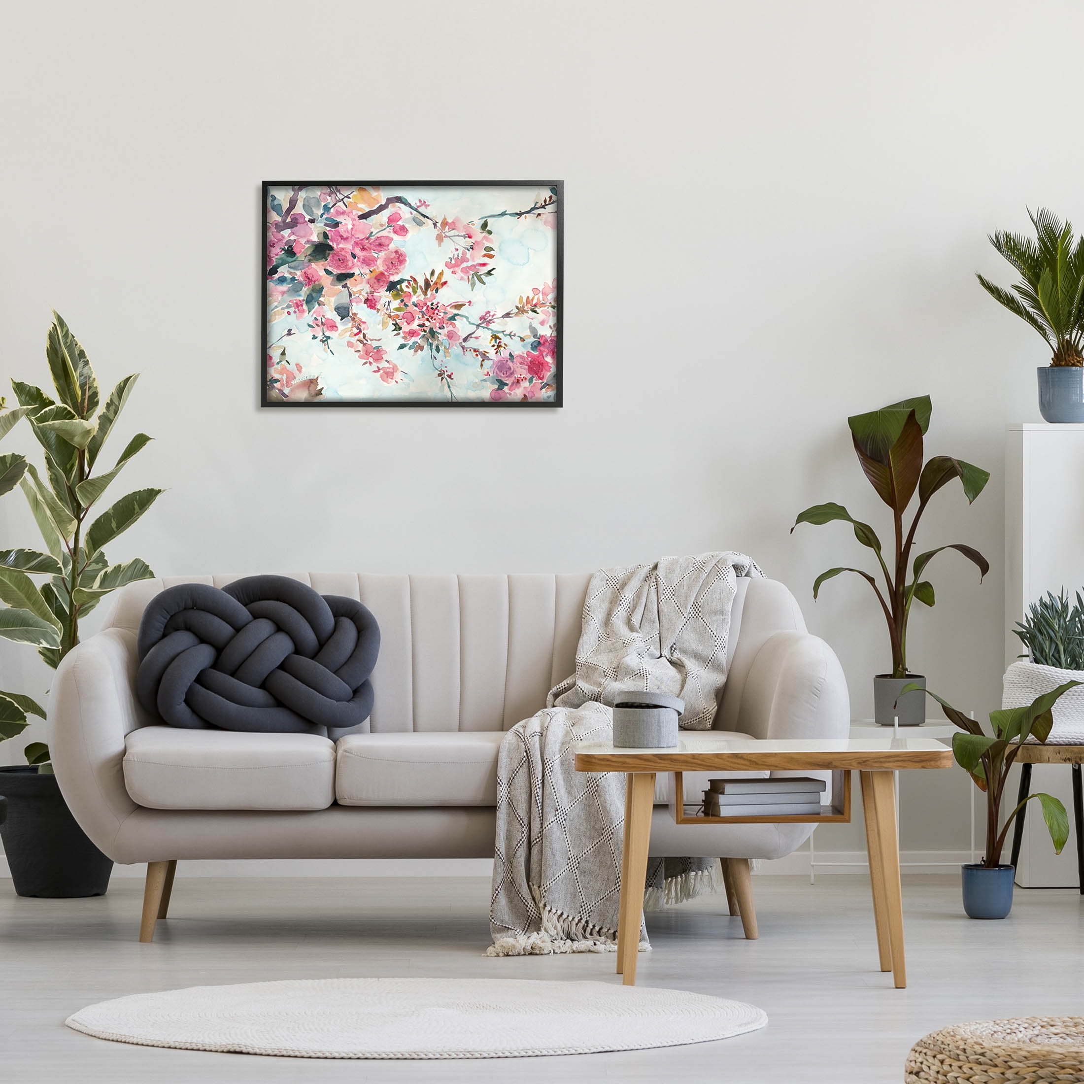 Budding Cherry Blossoms Nature Botanical & Floral Graphic Art Black Framed Art Print Wall Art