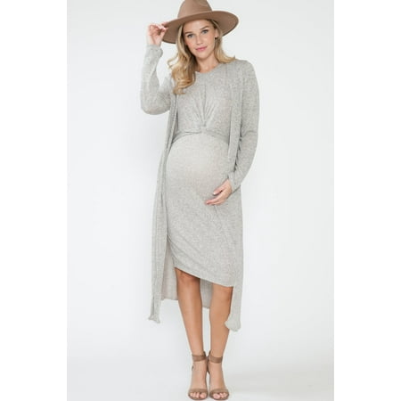 

Women s Maternity Front Twist Detailed Dress with Long Sleeve Cardigan Set