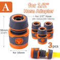 thumbnail image 1 of 3 uds 1/2 "3/4" adaptador de manguera de jardín conector rápido de 16mm con juntas de acoplador de agua de parada tubo de riego conectar extensor de reparación, 1 of 5