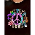 thumbnail image 1 of Women's Fashion Peace Sign Guitar SOUL Printed T-Shirt, Simple Casual Crew Neck Comfortable T-Shirt, Women's Casual Sports Outdoor T-Shirt, 1 of 6