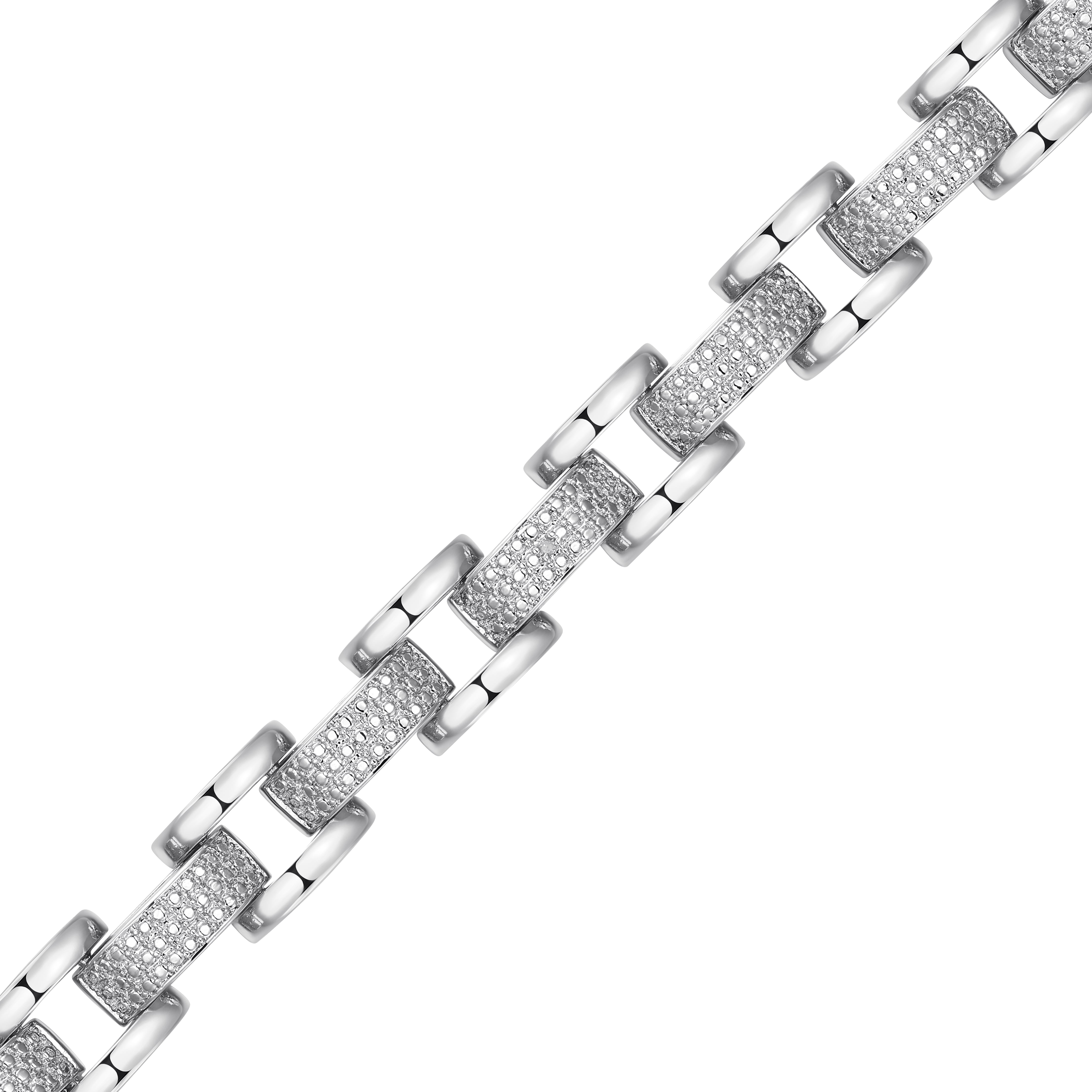 Forever Facets Diamond Accent Chunky Link Bracelet in Rhodium over Bronze, Adult Female