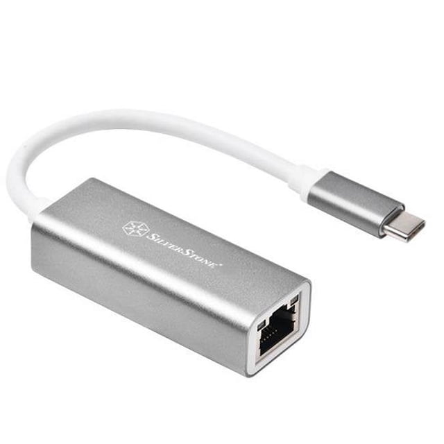SilverStone Technologies EP13C Adaptateur Réseau Ethernet USB 3.1 Type-C Génération1 vers RJ45 Gigabit, Charbon
