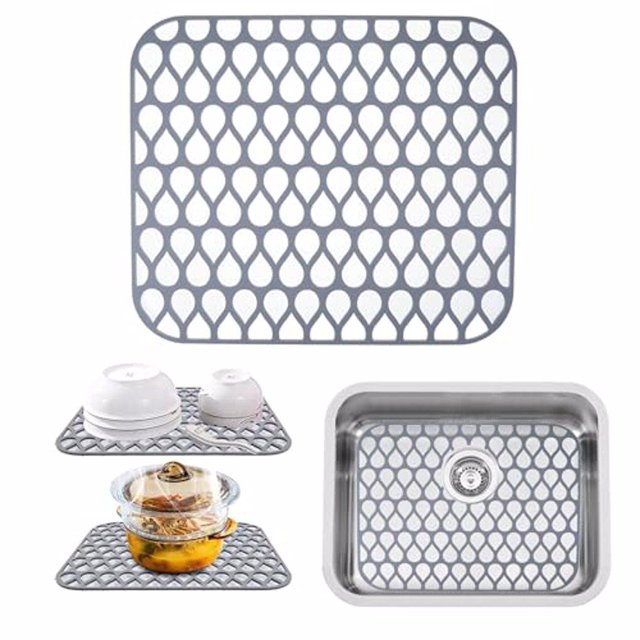 Ounissouiy Protectores de fregadero, estera antideslizante antideslizante de silicona de calidad alimentaria para fregadero de cocina, estera de Cocina y Comedor