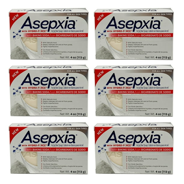 Asepxia Acne Bar Soap Deep Pore Cleanser With Baking Soda And Salycilic Acid Treats Acne Oily Skin And Fights Imperfections 4 Oz 113 G Pack Of 6 Walmart Com Walmart Com