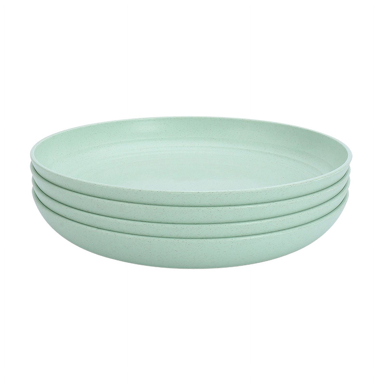 4Pcs Dinner Dishes Wheat Straw Dinner Plates Set Eco Friendly Full Tableware Of Plates Set Kitchen Accessories Plates Dinnerware Green 8 inches