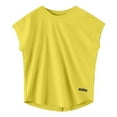 thumbnail image 5 of MIXUE Womens Summer Tops Summer Solid Color Round Neck Short Sleeve Casual Vintage Lace Loose Fit Stylish Pullover T Shirts Holiday Wear,Yellow,M, 5 of 5