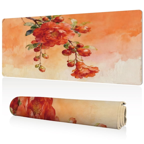 LIVEKEY Mouse Pad Ultra Large 80x40x0.3cm Full Desk Coverage with Vivid Floral Pattern Durable Easy Clean Non Slip Sewn Edges for Gaming and Office