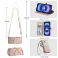 thumbnail image 4 of For iPhone 15 Plus Flip Wallet Phone Case,With Shoulder Strap&Wrist Strap,Flip Fold Kickstand,With Card Slots,Zipper Pocket,Leaf Magnetic Closure,Shockproof Anti-fall Phone Case,Rosegold, 4 of 13