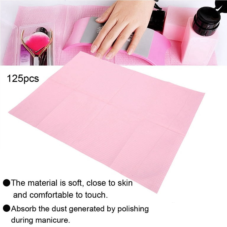 125pcs Tattoo Pad, Manicure Cleaning Mat, Disposable Nail Art Table Mat,  3-Layer Foldable Nail Mat, Water Resistant Manicure Pad, Hygiene Desk Mat,  Multi-Purpose Portable Cleaning Mat For Beauty Art Tool