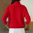 thumbnail image 4 of Cowl Neck Sweater for Women Cozy Loose Knit Pullover Long Sleeve Casual Trendy Tops Fall Winter Red L, 4 of 5
