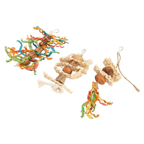 Bite Toys, Nuts Hemp Rope Corn Husk Bird Chewing Toys Attractive Sharpen Bird Beaks 3Pcs Anxiety Relief for