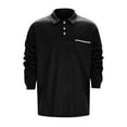thumbnail image 2 of Mens Polo Shirts With Pockets Long Sleeve Button Down Shirt Business Leisure Vintage Comfort Fit Tops, 2 of 5