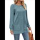 thumbnail image 2 of Camisas de Larga para Mujer Suéteres Largos con Bolsillos Tops Tipo Túnica Corte Holgado Azul L, 2 of 8