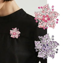 Eosunjian Lady Brooch Flower Shape Rhinestone Decor Anti-slip Shouder Bag Suit Coat Collar Hat Scarf Decoration Clothes Pin Party Prom Bride Wedding Garment Jewelry Purple