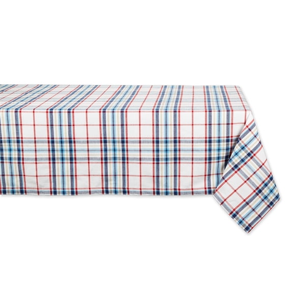 Lighthouse Plaid Multi-Color Cotton Fabric Tablecloth 52x52 inches