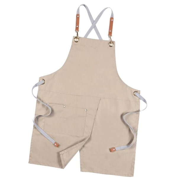 con bolsillos y cinta, de trabajo, de peluquería, de parril, con pechera para Chef Uni BLESIY Delantal de trabajo de mezclilla