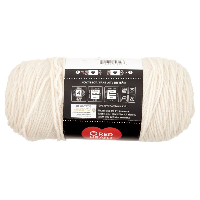 Skein Red Heart Super Saver Acrylic Yarn Color #313 Aran White Med
