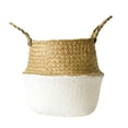 thumbnail image 2 of Woven Seagrass Belly Basket with Handles, White Small Storage Basket 6.7in Opening 8.7in Belly, Handmade Plant Pot Cover Laundry Organizer Boho Home Home Decor 1pcs A, 2 of 7
