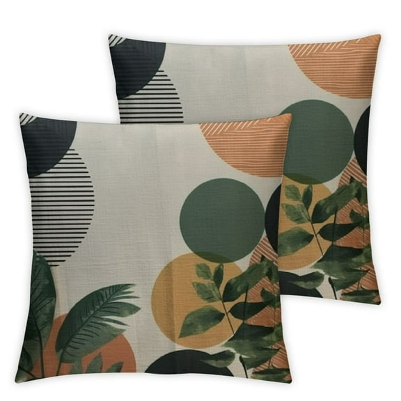 Acheng Boho Pillow Covers Set of 2, Bohemian Mid Century Style Farmhouse Decorations Throw Pillow Covers Abstract Beige Art Outdoors Decorative Cushion Case for Couch Sofa Home 12x12in