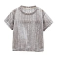 thumbnail image 5 of Zpanxa Kids Shirts Smocked Crew Neck Short Sleeve Solid Color Lightweight Breathable Summer Casual Tee, 5 of 7