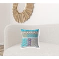 thumbnail image 2 of 18" Turquoise White Patch Blown &amp;amp; Closed Suede Throw Pillow, 2 of 4