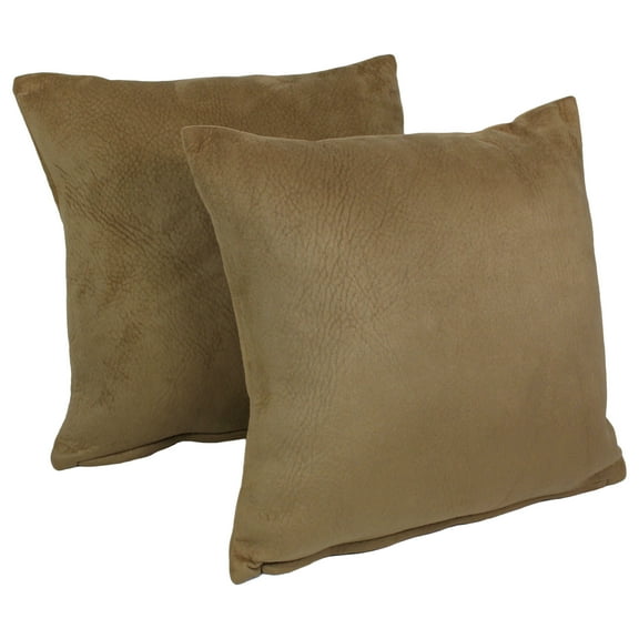 Blazing Needles Solid Faux Suede Square Throw Pillows (Set of 2), 18", Tan
