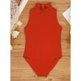 thumbnail image 5 of iiniim Kids Girls Ballet Leotard Dance Gymnastics One Piece Mock Neck Cutout Back Unitard Jumpsuit Red 13-14, 5 of 7