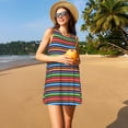 thumbnail image 3 of Goofa Mexican Leopard Serape Blanket Stripes for Summer Dresses for Women – Beach Floral Sundress, Casual Pockets Boho Tank Dress for Hot Days, 3 of 7