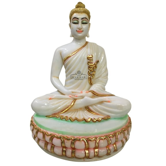 Buddha statue 12 inches Big White Marble YOGA meditating Buddha idol Hand carved marble Large Buddha sculpture Peace lord figurine God Home Garden Dcor Gift Sculpture Spiritual Anniversary Gifts
