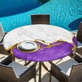 thumbnail image 6 of Purple Gold Marble Round Tablecloth, Fitted Table Cover with Elastic for 45"-54" Round Tables, Modern Abstract Marble Crack Texture Table Cloth Outdoor Indoor Dinning Party Waterproof Tablecloths, 6 of 7