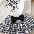 thumbnail image 6 of Dmsael Baby Girl Clothes Newborn Baby Girl My First Halloween Outfit Infant Ruffle Romper+Bloomers Tutu Skirt+Headband+Socks 4Pcs Baby Girl First Halloween Outfit (Black,9-12 Months), 6 of 7