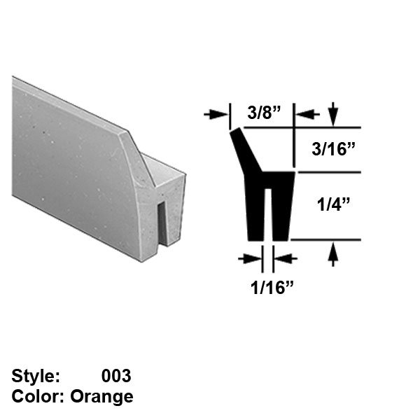 High Temperature PushOn Seal with Wiper, Style 003 Ht. 3/16" x Wd. 3