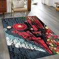 thumbnail image 2 of 4'x6' Area Rugs, Red Trains Indoor Outdoor Area Rug for Living Room Bedroom, Shabby Chic Cartoon Retro Flowers Artwork Washable Bathroom Rugs Kitchen Floor Carpet Mats Home Decor Aesthetic, 2 of 8