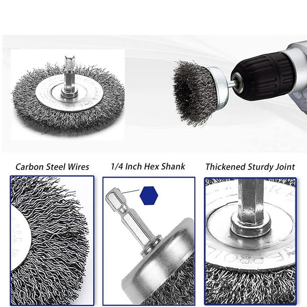 4 Pack Wire Brush for Drill 3 Inch DriIl Wire Brushes 1 4 Inch