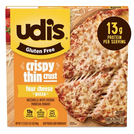 Udi's Gluten Free Four Cheese Pizza With Crispy Thin Crust, Frozen, 17.53 oz.