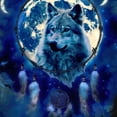 thumbnail image 6 of WYYP Wolf Dream Catcher Night Sky Round Tablecloth 100% Polyester Fiber Full Width Single-Sided Printing White, 6 of 8