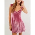 thumbnail image 2 of Pudcoco Robe d'Été en Velours Sans Manches pour Femme, Couleur Unie, Encolure Cœur, Mini Plissée, Robe Trapèze, 2 of 6