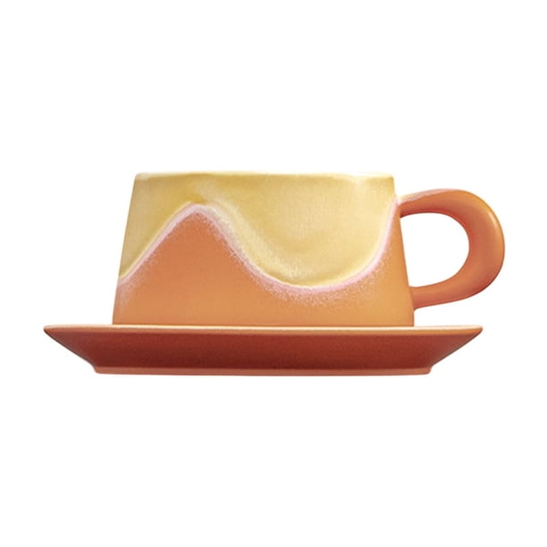 Juego de taza y platillo para café, latte, taza de cerámica, regalo práctico, set de regalo
