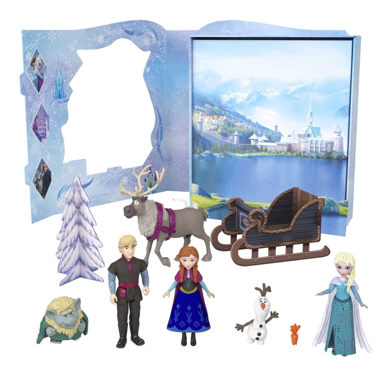 Disney Frozen Storybook Set with Elsa & Anna Small Dolls, 2