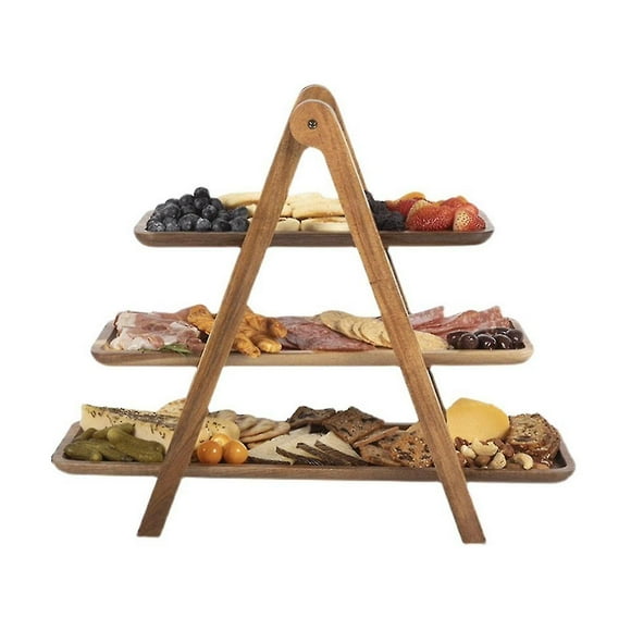 3 Tier Serving Tray Wood Tiered Tray Decor Cake Stand Farmhouse Tiered Tray Party Serving Dishes and Platters Trays