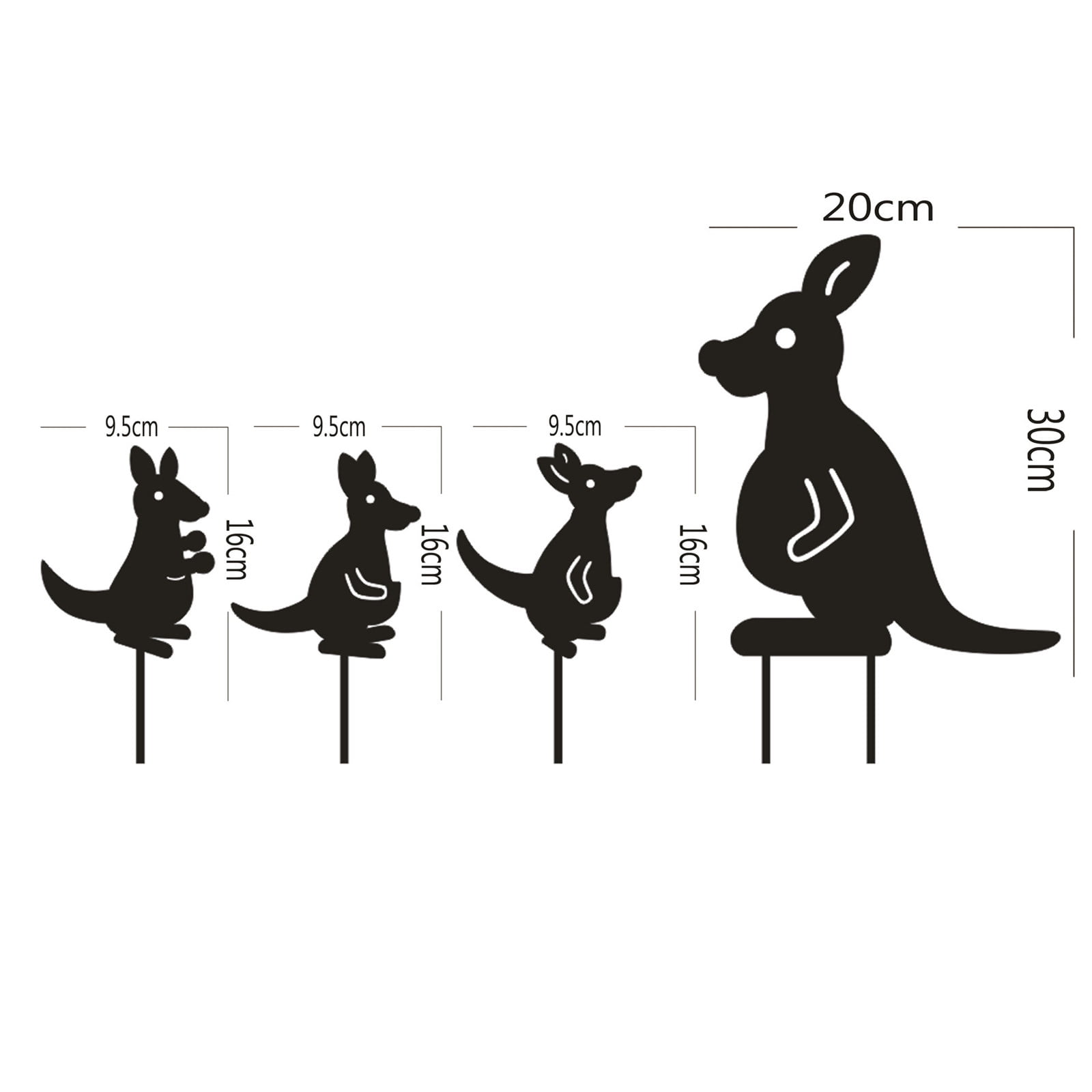 4 Pcs Kangaroo Family Yard Sign,Metal Animal Yard Decor,Black Kangaroos Lawn Signs with Stakes,Realistic Kangaroos Decoration for Garden Lawn Pathway,Outdoor Metal Animals Silhouette Art Decor