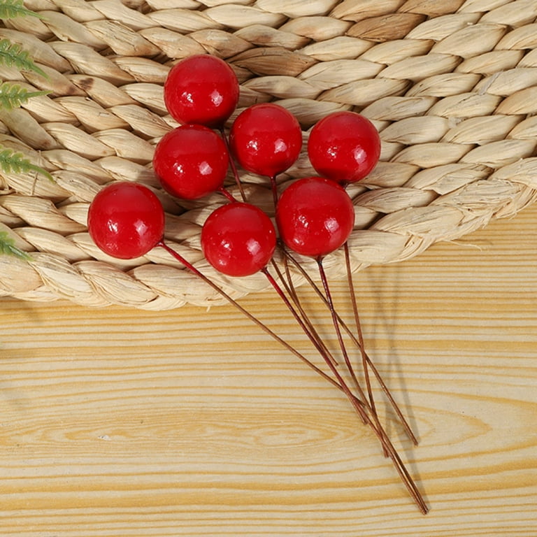 Artificial Red Holly Berries, 100 Pieces Fake Berry Stems Decor